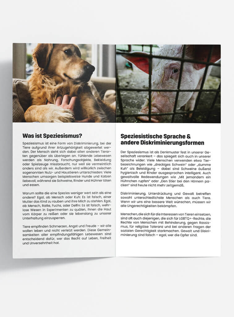 PETA Flyer zu Speziesismus