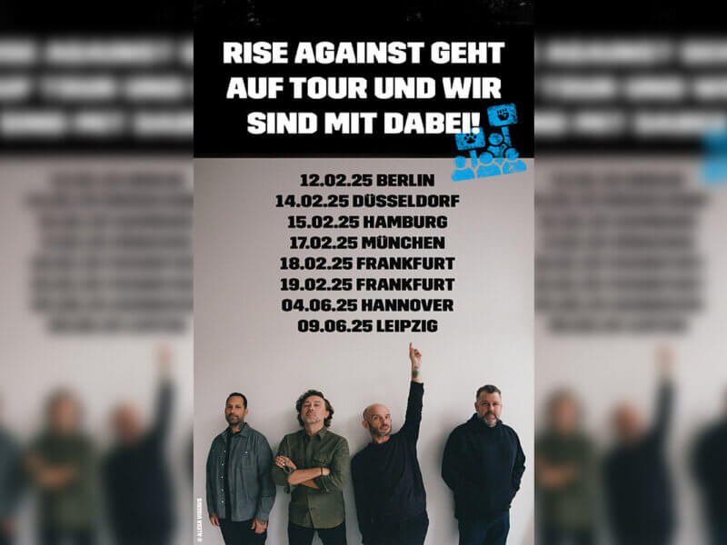 Ein Bild von der Band Rise Against mit Tourdaten.